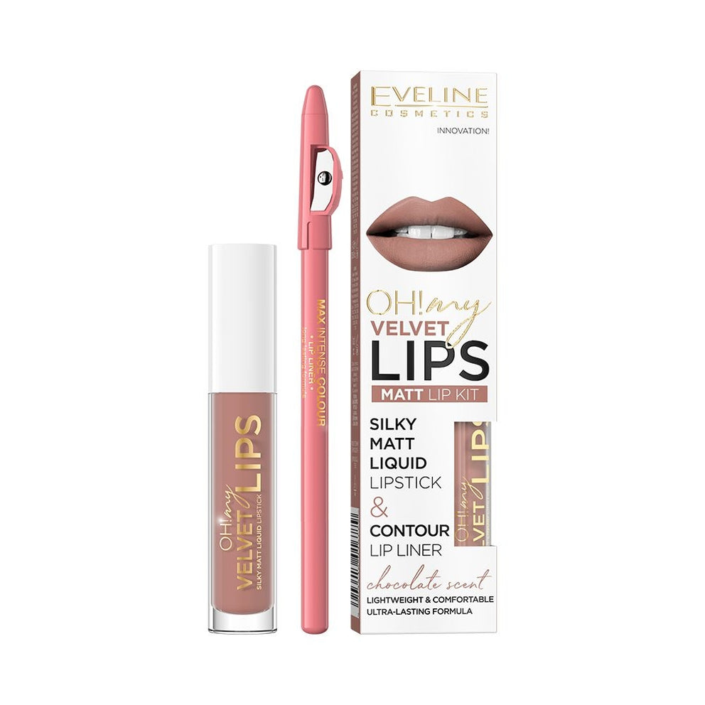 Set OH! MY VELVET LIPS – Ruj Mat Lichid și Creion Contur, Hidratare și Rezistență