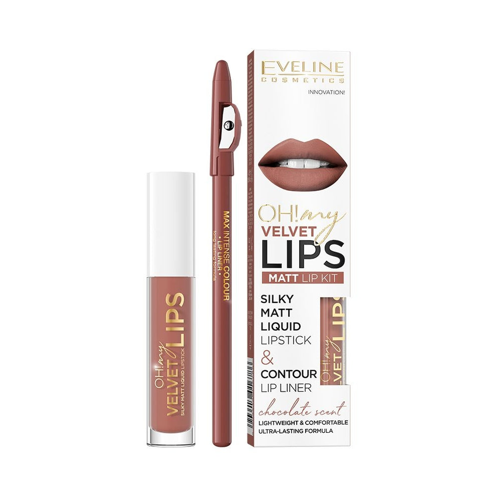 Set OH! MY VELVET LIPS – Ruj Mat Lichid și Creion Contur, Hidratare și Rezistență
