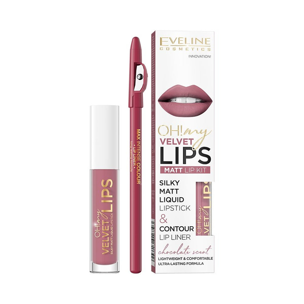 Set OH! MY VELVET LIPS – Ruj Mat Lichid și Creion Contur, Hidratare și Rezistență