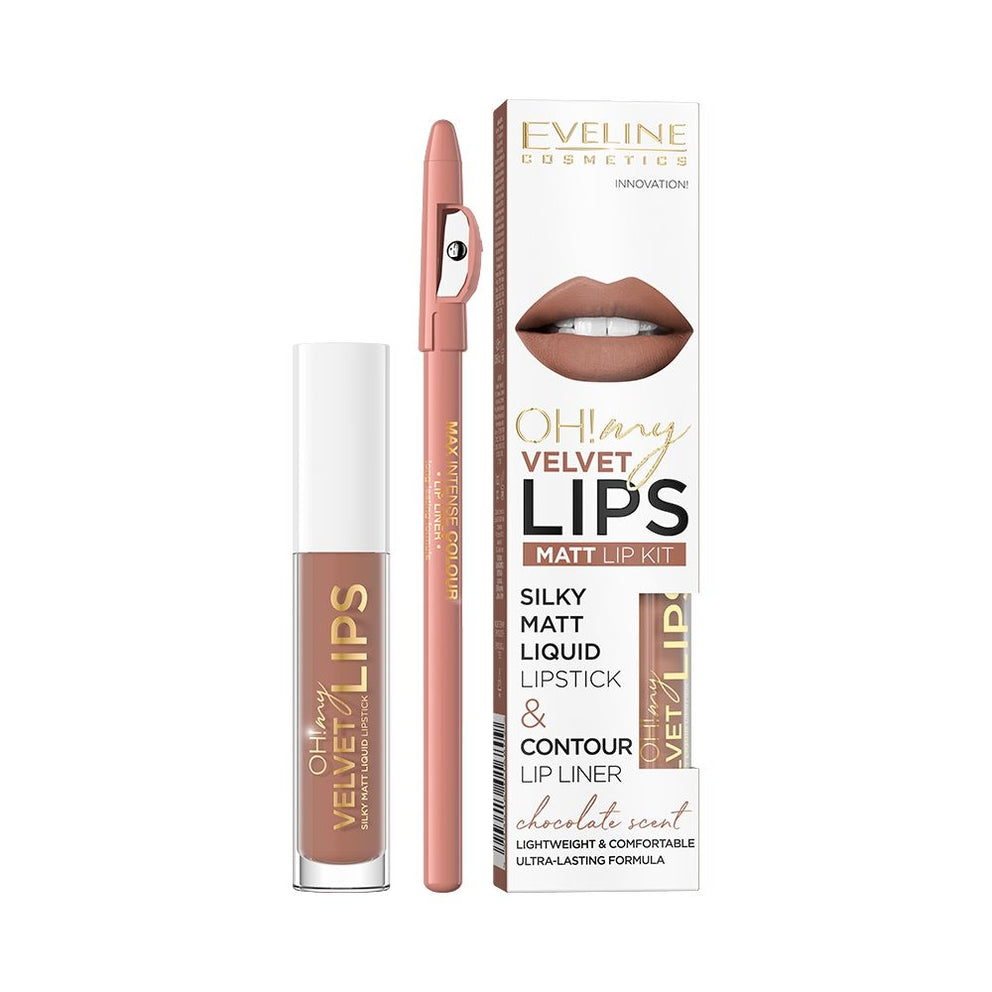 Set OH! MY VELVET LIPS – Ruj Mat Lichid și Creion Contur, Hidratare și Rezistență