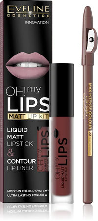 Set OH! MY LIPS – Ruj Lichid Mat și Creion Contur, Culoare Intensă și Hidratare