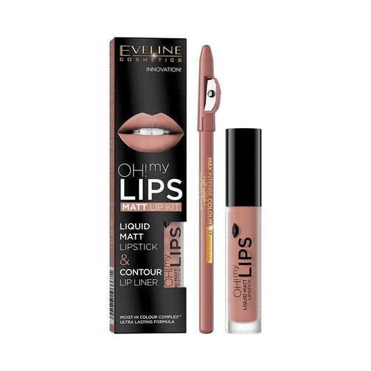 Set OH! MY LIPS – Ruj Lichid Mat și Creion Contur, Culoare Intensă și Hidratare