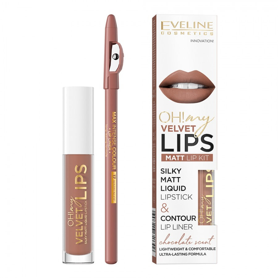 Set OH! MY VELVET LIPS – Ruj Mat Lichid și Creion Contur, Hidratare și Rezistență